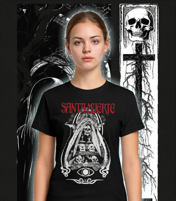 Santa Muerte Tee esoteric T Shirt - Image 4