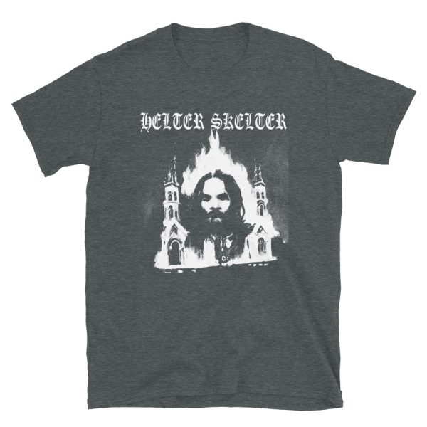 Black Metal Church Burner Charlie Manson Helter Sketlter T-shirt - Image 3
